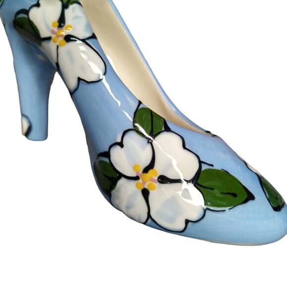 RARE Y2K Robin Sterling Vintage Blue Floral Heel Signed 2003 Hand Painted - Picture 4 of 6
